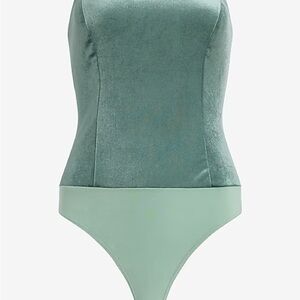 Express Mint Green Velvet Strapless Bodysuit